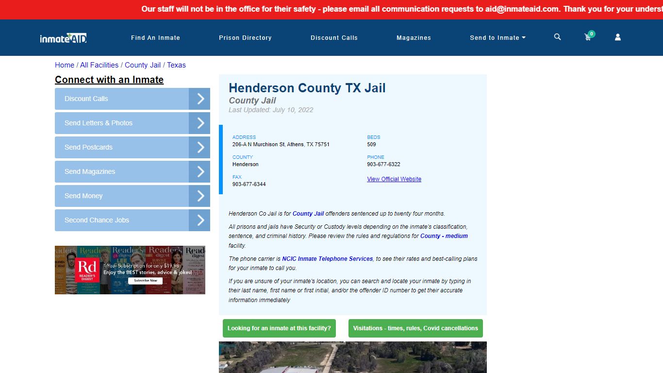 Henderson County TX Jail - Inmate Locator - Athens, TX